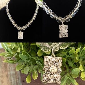 Vintage! Crystal Beaded, Rhinestone Pendant Necklace. “SUGAR LOU”